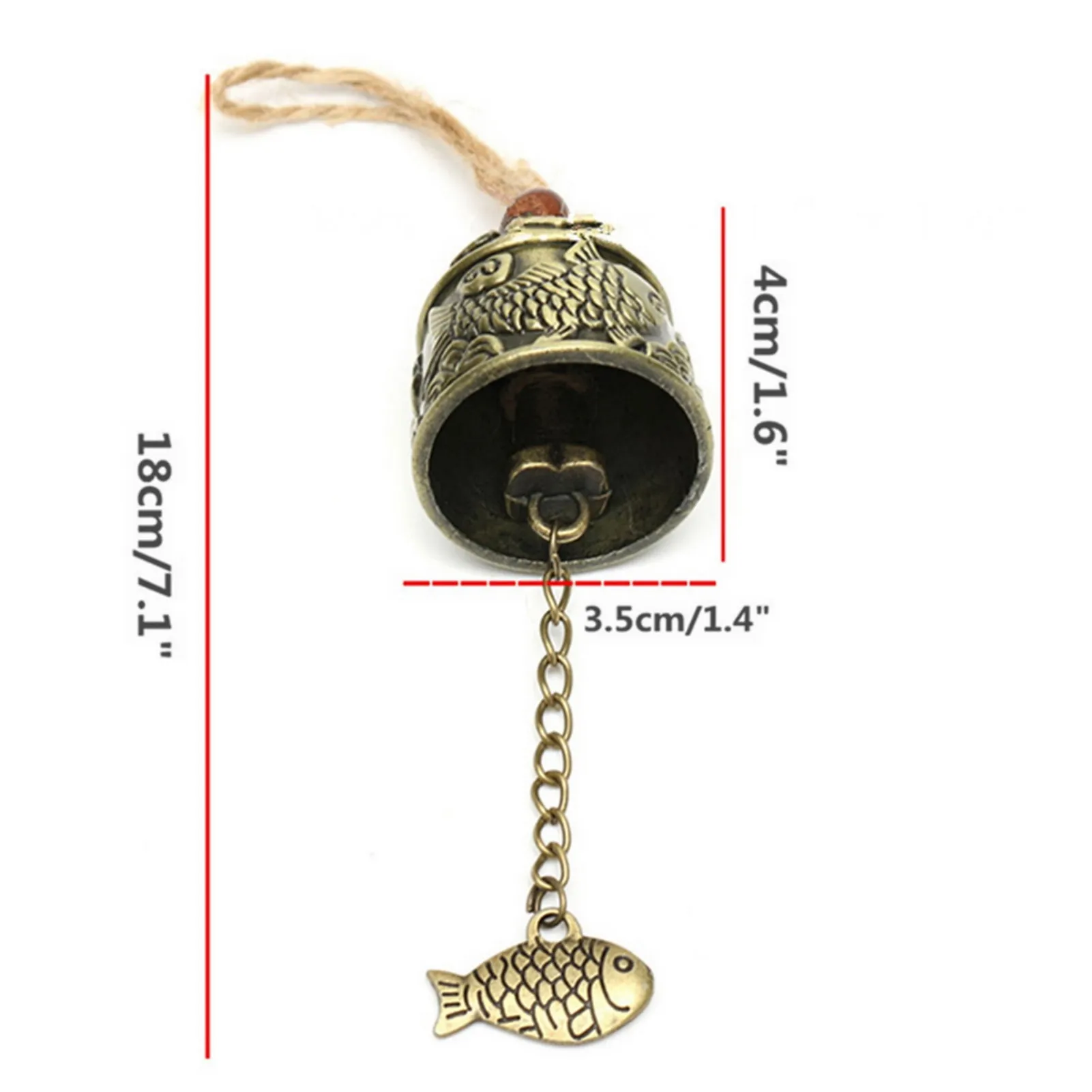 Vintage Carve Wind Chimes Bell Copper Chinese Fish Pattern Bell Blessing Good Luck Fortune Hanging for Garden Decoration outdoor wind chimes wind bell pendant copper bells
