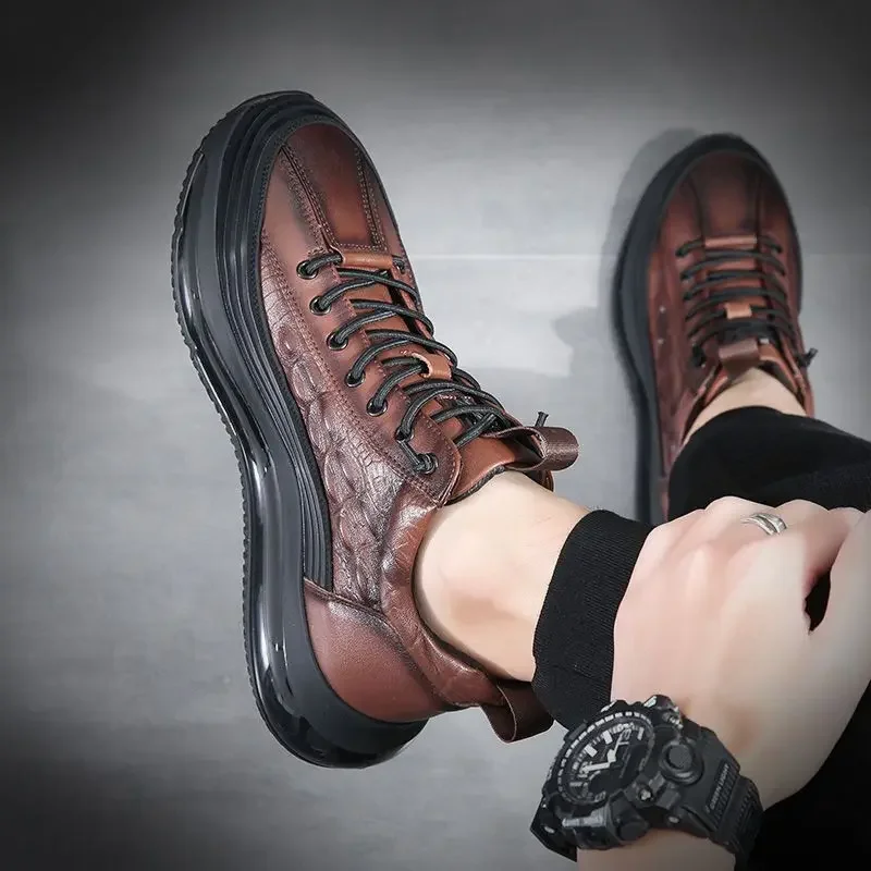 2024 Autumn Alligator pattern Men Sneakers Lace Up Casual Platform Vulcanized Shoes Male Anti-slip Running  Zapatillas Hombre 5