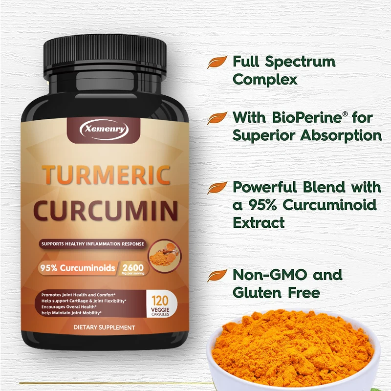 Turmeric Powder Curcumin Supplement 95% Curcumin Black Pepper Extract turmeric curcumin capsules