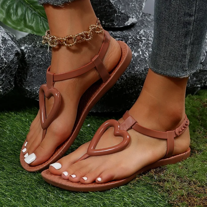 Roman Sandals Clip Toe Flip Flops Women Summer New Love Flat Sandals College Style Open Toe Soft Shoes