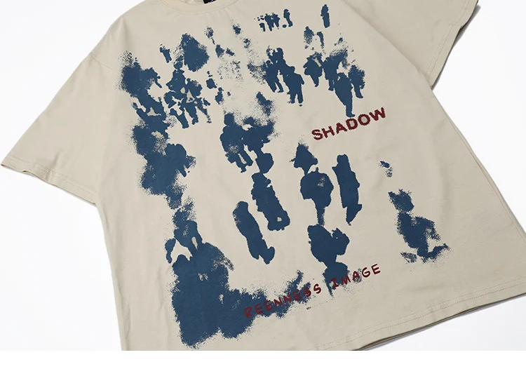 2025 Men Hip Hop T-Shirt Streetwear Shadow Letter Printed T