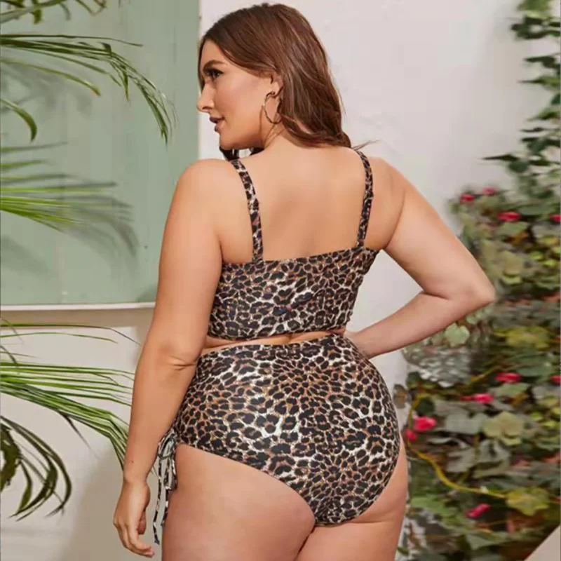 Sexy One Piece Large Size Bikini Big Cup Swimwear Women Halter Leopard  Swimming Suit Beach Plus Size With Cover Up Swimsuit - AliExpress