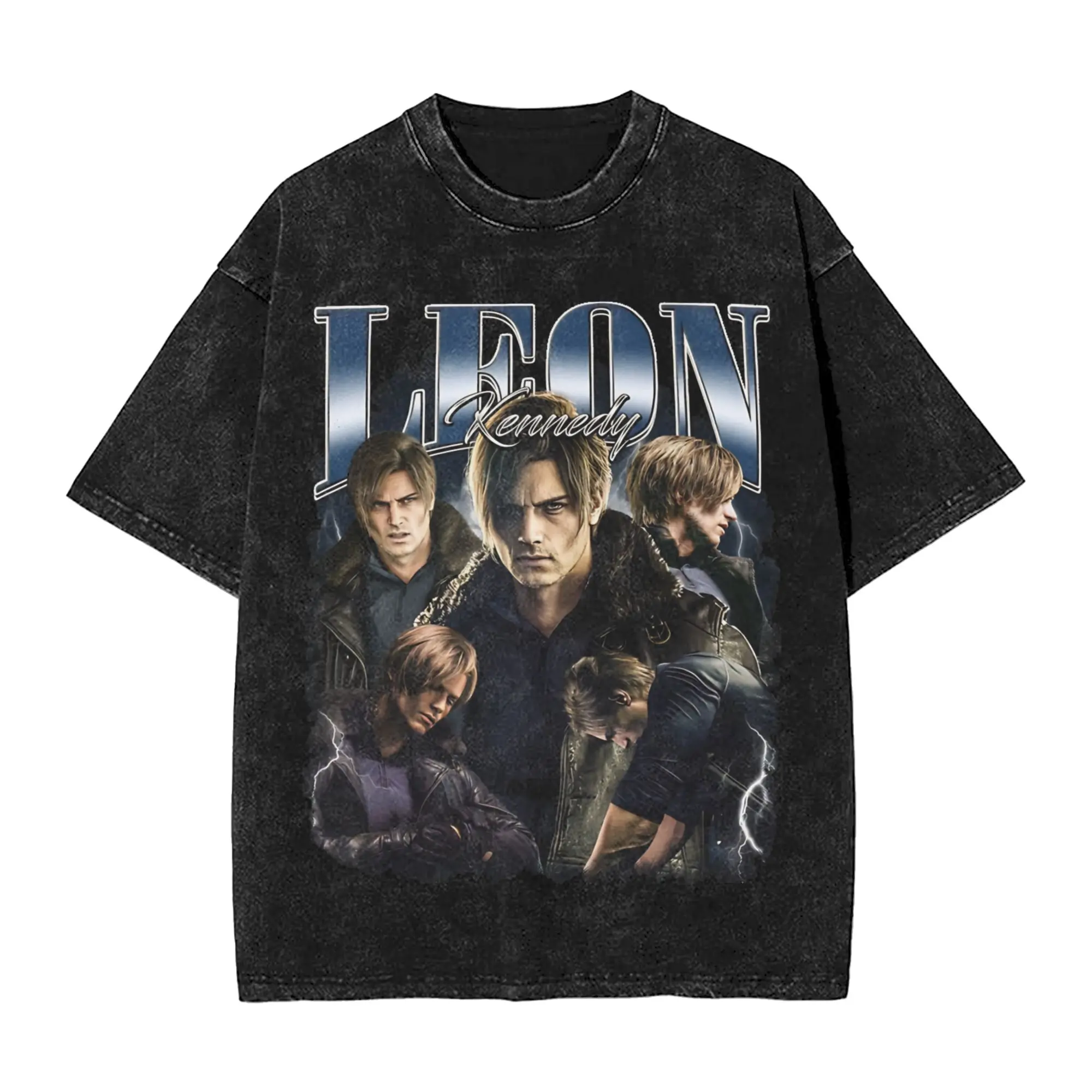 Leon Kennedy Resident Evil 9 Requiem T-Shirts für Herren, 100 % Baumwolle, Rundhalsausschnitt, kurzärmelig, T-Shirts, Geschenkkleidung