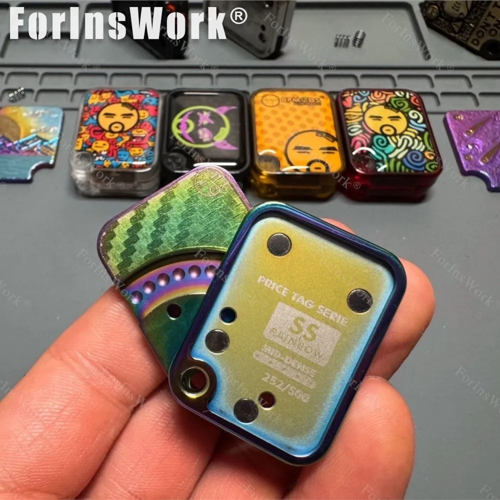 BPMODS EDC 가격 태그 Fidget Toys 스테인레스 스틸 다채로운 녹색 오로라 단락 푸시 슬라이더 버전 제한 500pcs