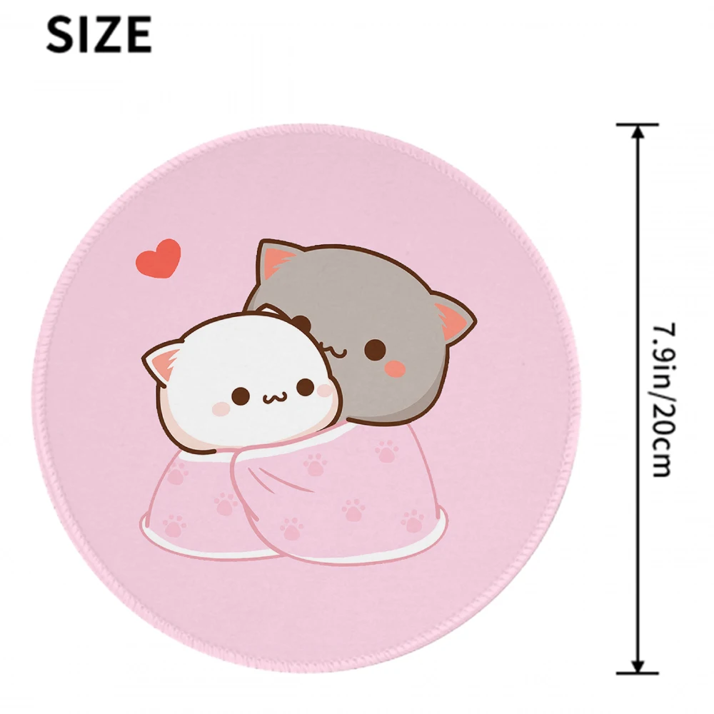 Natural Rubber Gaming peach mochi cat mousepad Desk Mat Rubber thickening  Cute Cartoon Couple Cat round mouse pad anime for girl - AliExpress