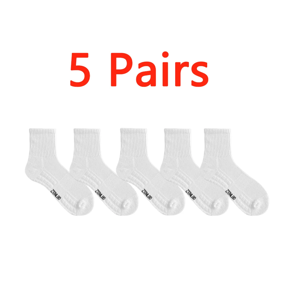 5Pairs Sport Socks Thickened Bottom Sweat Absorb Breathable Cycling Running Socks Men Shock Proof Anti-Skid Basketball Socks