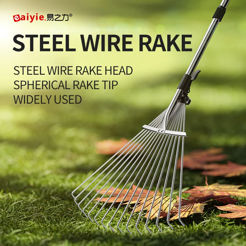 Retractable Stainless Steel Garden Rake 3