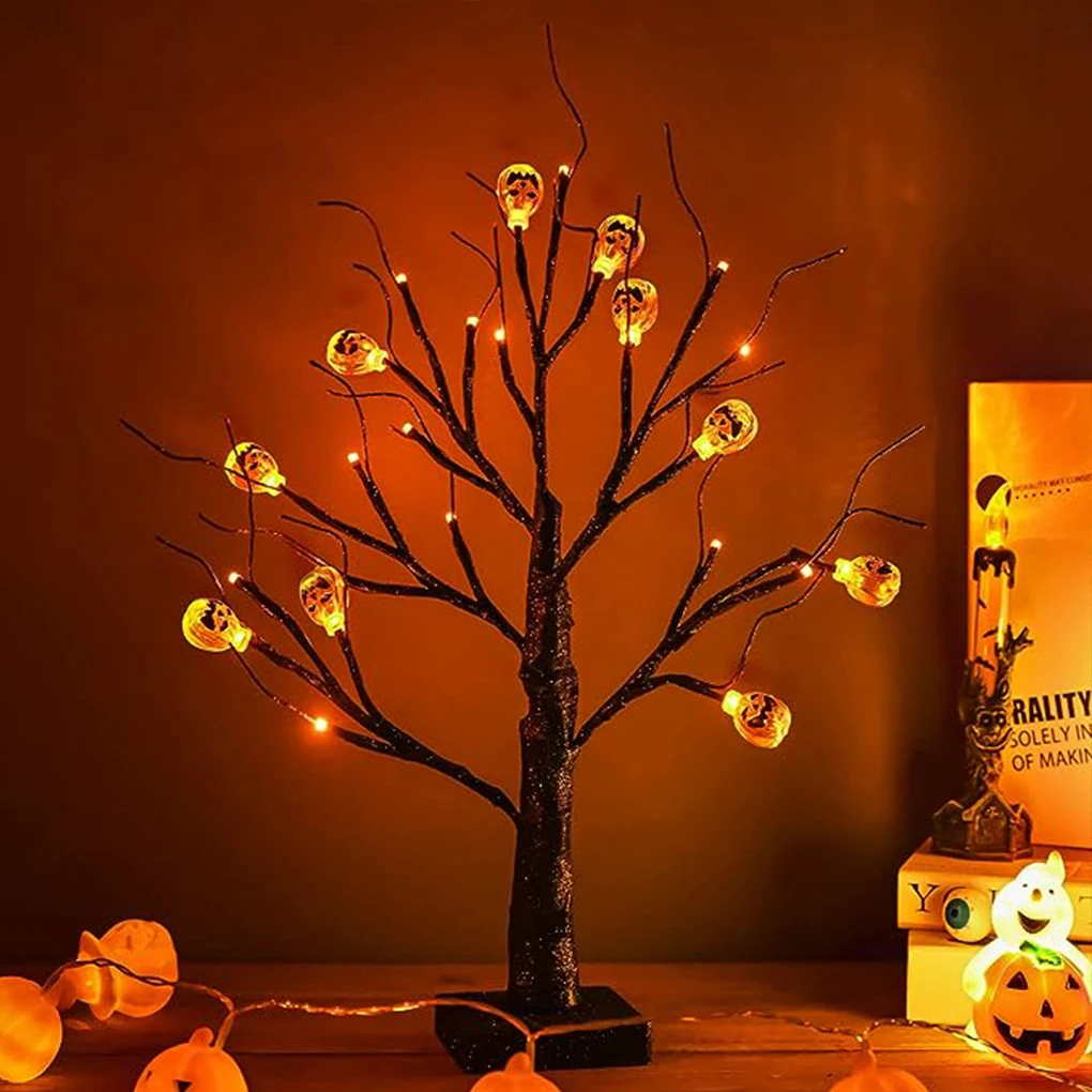 

Plastic Halloween Tree Durable And Safe With Battery USB Dual Power Supply Environmentally Friendly 60CMRound pumpkin