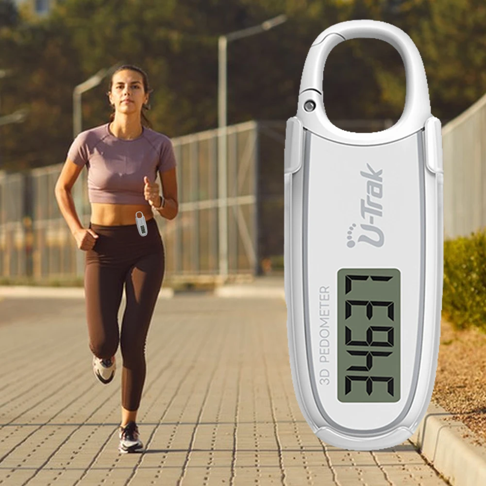 Walking 3D Pedometer Simple Step Tracker Large Screen Clip-On Pedometer LCD Display with Carabiner for Adults Kids Seniors Dog