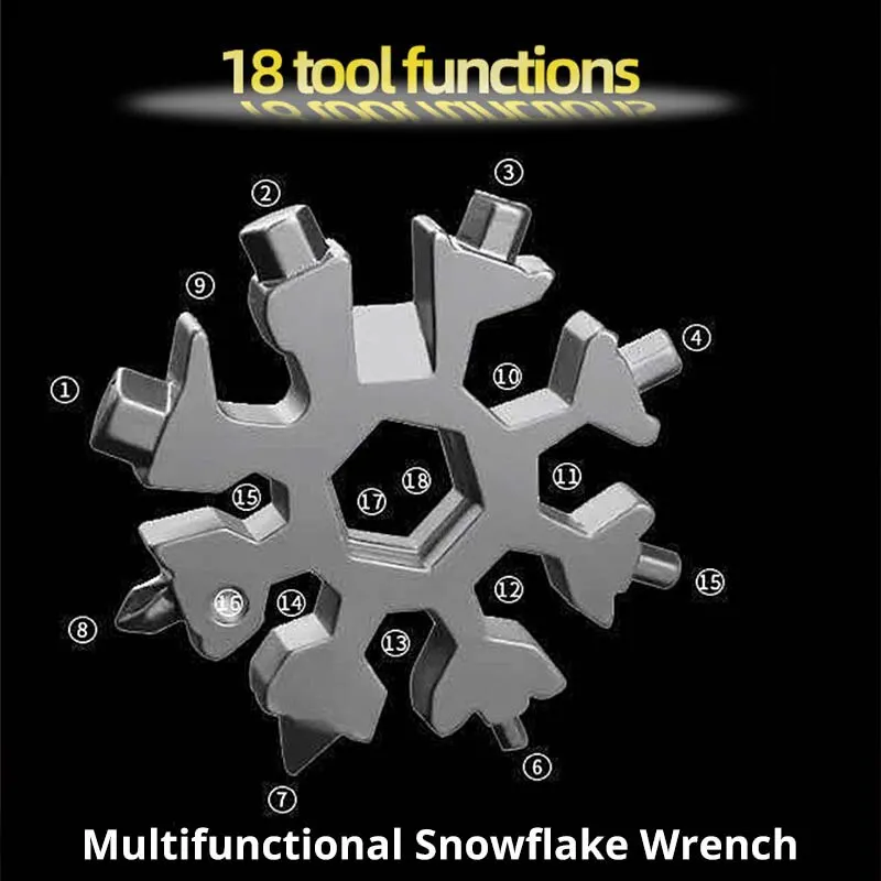 Multifunctional Snowflake Wrench Tool Steel Octagonal Hexagon Portable 18 in One Mini Universal multi function tool