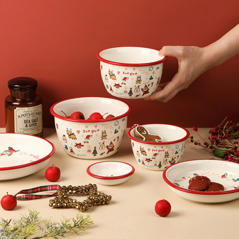 

Creative Christmas Themed Cute Tableware Children's Dining Bowl High Beauty Household Ceramic Breakfast Bowl
