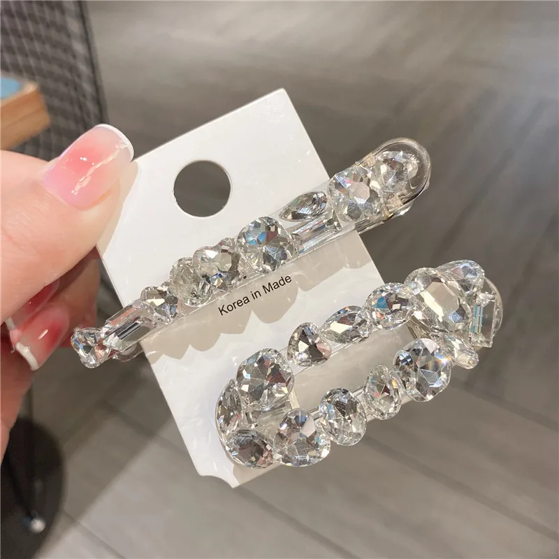 New Luxury Zircon Super Flash Hair Clips Sense of Niche Oval Fairy Bangs Side Clip Girl Heart Fashion Versatile Hair Accessories