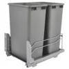 Double Pull Out Trash Can for Full Height Kitchen Cabinets 50 Quart 12.5 Gallon with Soft-Close Slides, Metallic Silver 1