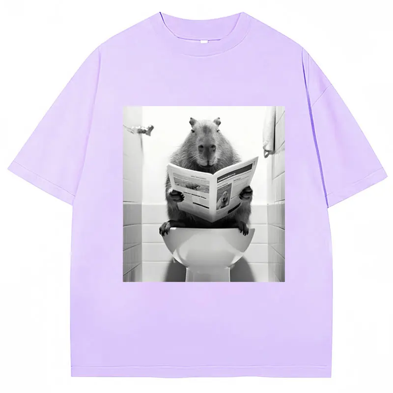 thumbnail image 1 of Camiseta estampada de Capybara para hombre y mujer, ropa de calle informal de gran tamaño, de manga corta, de algodón, a la moda, para baño, primavera y verano, 1 of 5