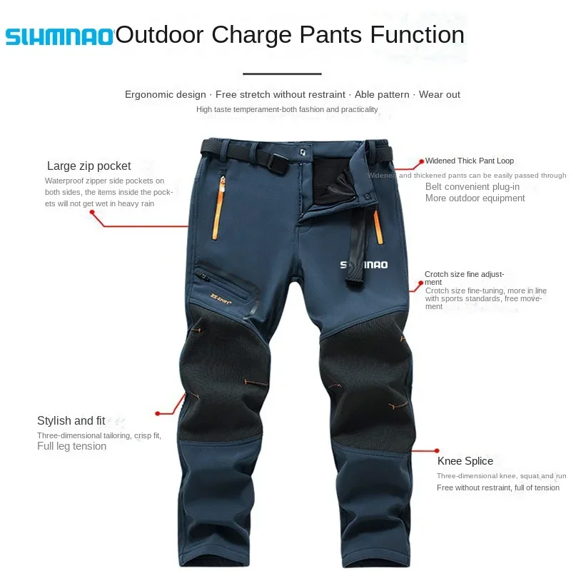 2025 Fishing Pants Windproof and Waterproof Autumn and Winter Soft Shell Cycling Pants for Men, Thick Warm Assault