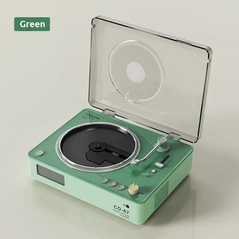 판다 CD 플레이어 CD67 클래식 레트로 스피커 디스크 CD 사운드 시스템, 라인 출력/USB/TF 카드/블루투스 5.0 지원 홈 플레이어 스피커