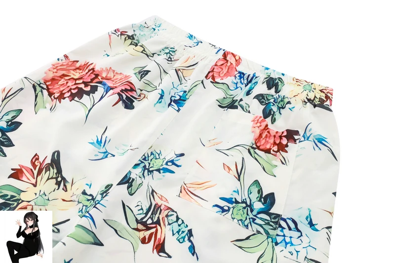 Multi Versions Pattern Thin Fabric Shortpant Short Shirt Set Men Women Hawaii Beach Holiday Surf Suit