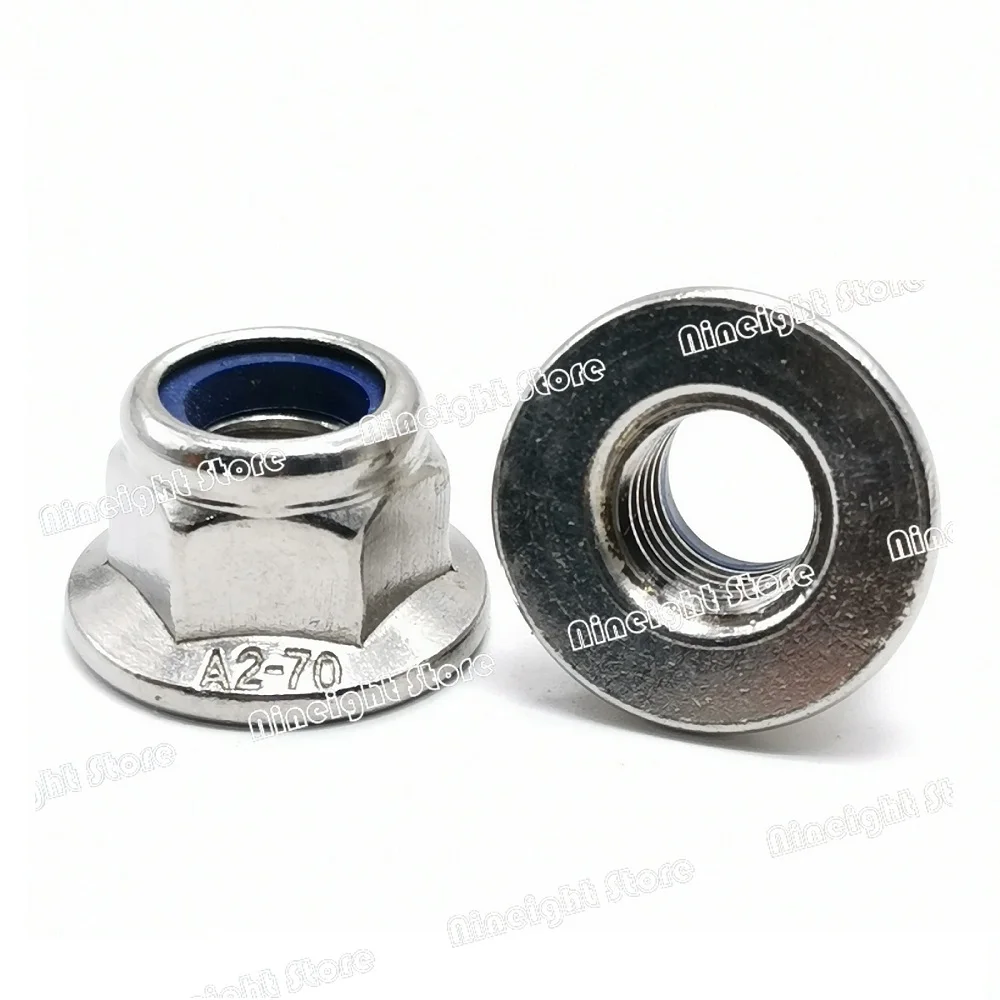 M3 M4 M5 M6 M8 M10 M12 Black Carbon 304 A2-70 Stainless Steel Hex Flange Nylon Insert Lock Nut Self-locking Nylock Locknut 1-20X hexagon nuts nylon lock nut carbon steel nuts flange nut locking nuts