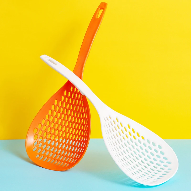 Kitchen Colander Nylon Long Handle Round Mesh Spoon Loo Noodle Dumpling Anti-scalding Spoon Household Large Colander
