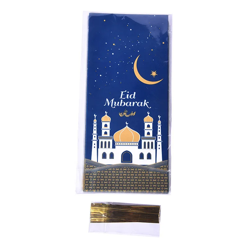이슬람 이슬람 파티 용품 10 개 Eid Al-fitr Eid 무바라크 선물 가방 플라스틱 OPP 캔디 쿠키 가방 라마단 카림 장식