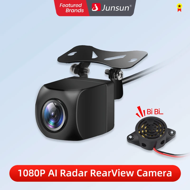 Junsun Telecamera Per La Retromarcia Dell'auto AHD 1080P Allarme Radar Impermeabile 145 ° Telecamera Intelligente Di Retromarcia Grandangolare Per Autoradio Junsun 4G