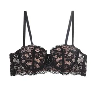 Soutien-gorge en dentelle à armatures pour femmes, sous-vêtements floraux, soutien-gorge push-up, soutien-gorge confortable, soutien-gorge demi-tasse, lingerie sexy, bonnet 1/2 5