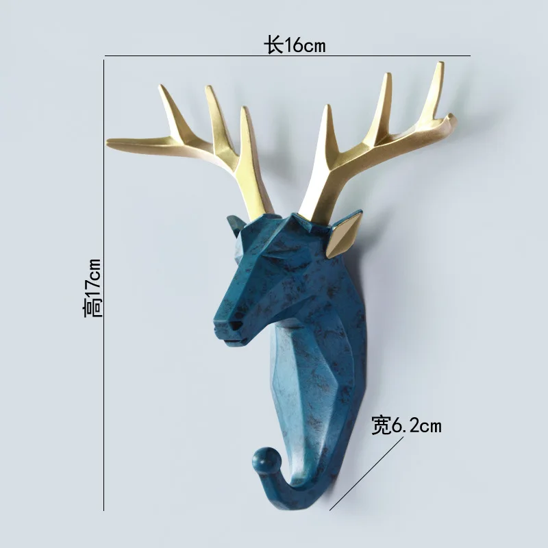 Animal Head Resin Key Hook Decor Holder Clothing Deer Elephant Unicorn Rhinoceros Racks Hook Coat Bag Hanger Cap Decor Home Wall 6