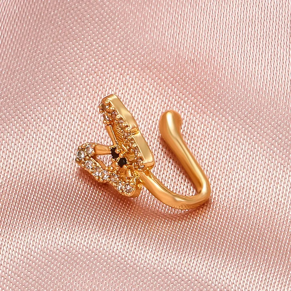 Piercing Jewelry Stainless Steel Fake Nose Piercing Fake Nose Ring Diamond Butterfly Studs Hole-less Clip for Woman