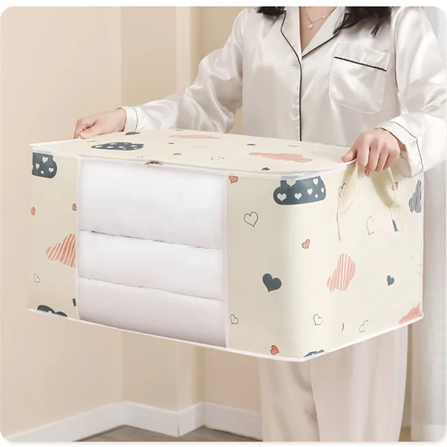 2Pcs 50L/75L Paplan Ágynemű Tároló Szekrény Szervező Ruhák Táska Takaró Táskák Porbiztos - Image 5