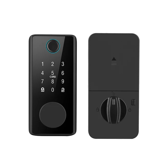 TTLock APP Smart Fingerprint Password Card US Deadbolt Automatic Latch Motor Lock 2