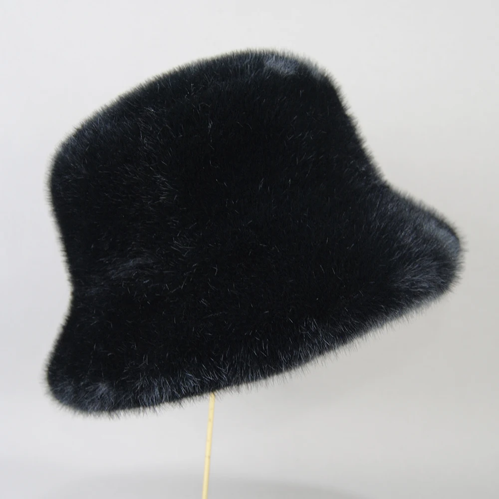 New Women Winter Luxury Knitted Faux Mink Fur Bomber Hat Warm Faux Fur Cap Girls Quality Soft Faux Mink Fur Hats 6