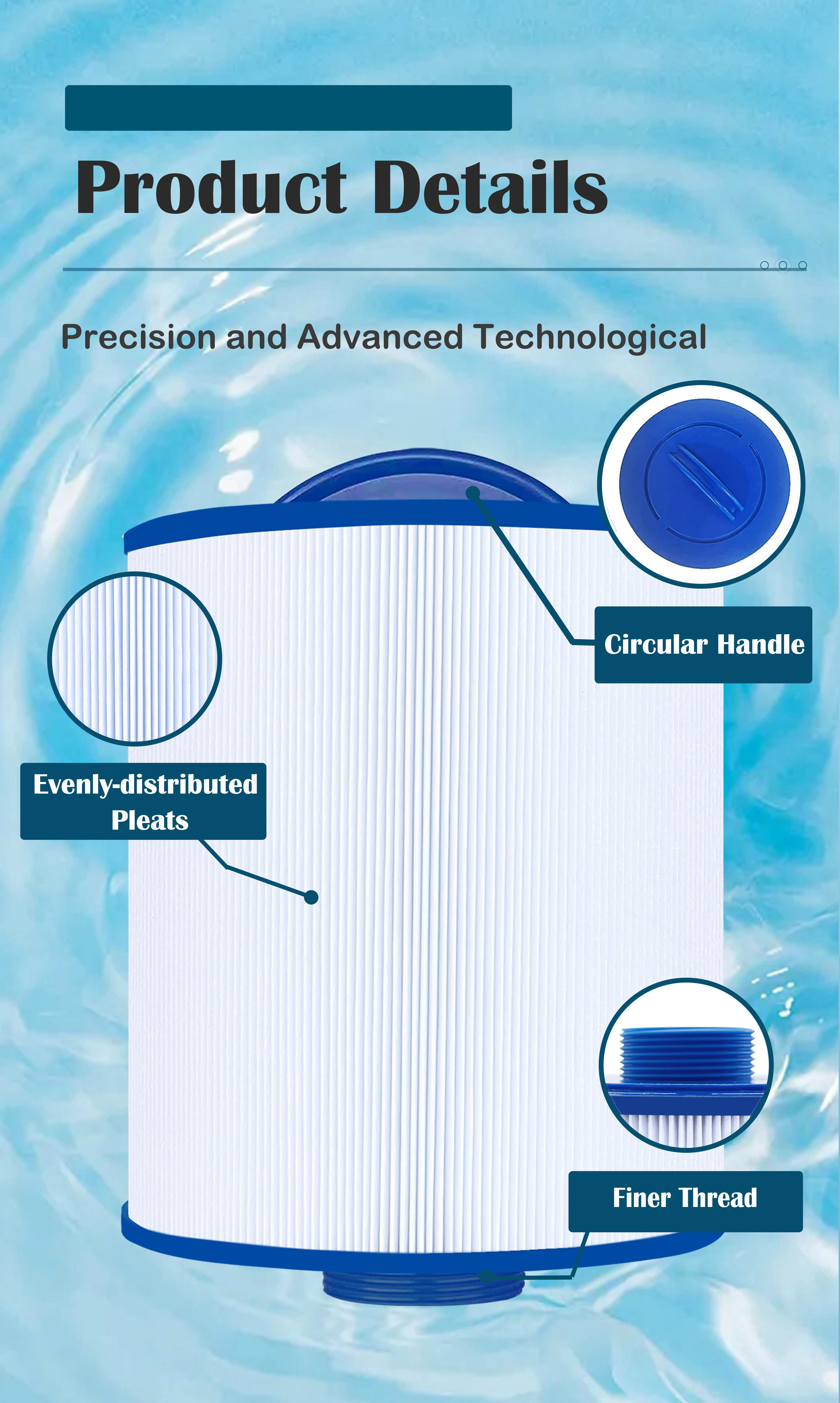 Description Picture 4 of itemCryspool spa Filter Compatible with UNICEL 7CH-322, PAS35-F2M, Filbur FC-0420, 100520, 3301-2109, Artesian Spas hot tub Filter,