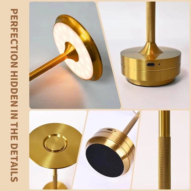 Lampe décorative Simple en alliage d'aluminium, veilleuse LED à intensité variable infinie, lampe de bureau tactile rétro Portable et Rechargeable 5