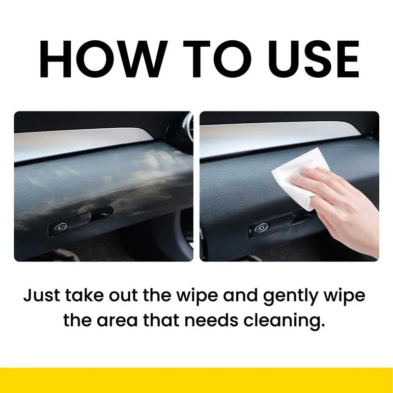 Car Cleaning Wipes Interior Dashboard Polish Pads Gloss Finish Shine Cleaner Dust Dirt Stains Remover Tool Resealable Wet Wipes