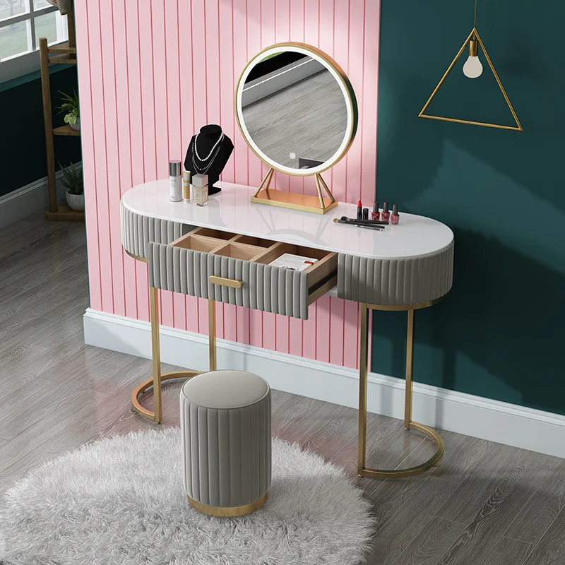 

Nordic Marble Dresser Bedroom Modern Simple Small Family Luxury Princess Makeup Cosmetic Vanity Home Bedroom Furniture Modern