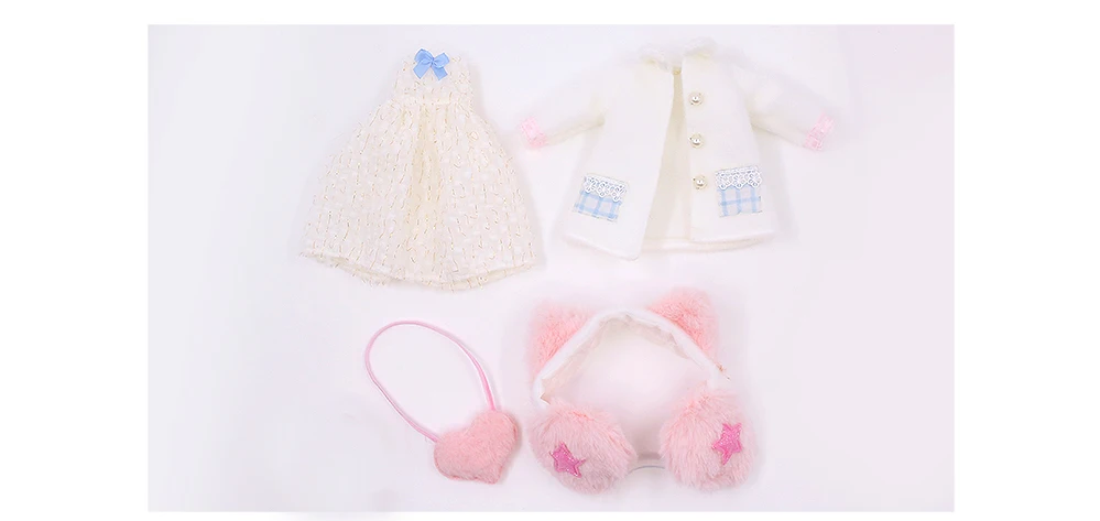 Neo Blythe Doll Dress with Coat, Kitty Headdress & Bag 4