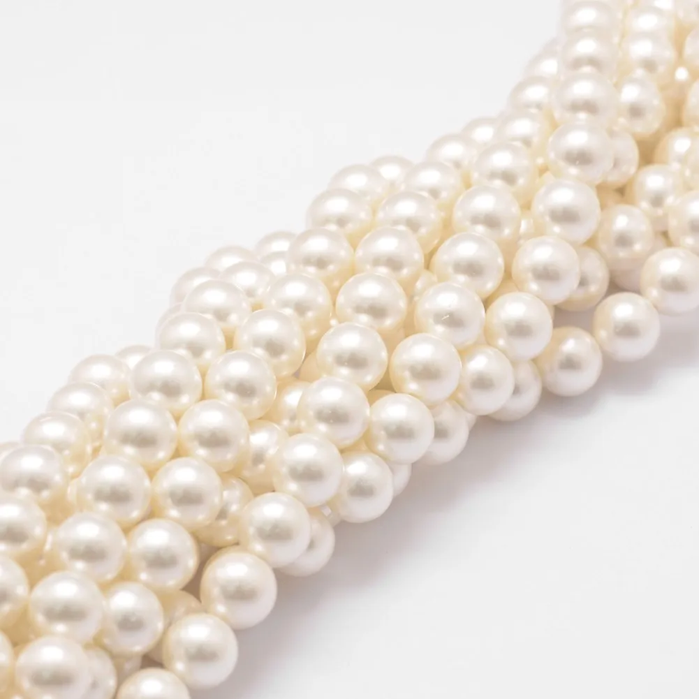 

3/5 Strands 4/6/8/10/12/14/16mm Shell Pearl Bead Assorted Color Round Loose Beads for Bracelet Necklace DIY Jewelry Making