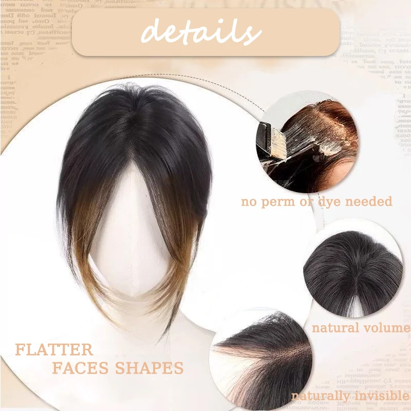 16inch Synthetic Women Wig Hairpiece Straight Blonde Highlighted Hair Topper with Hair Clips for Women Daily Party Use