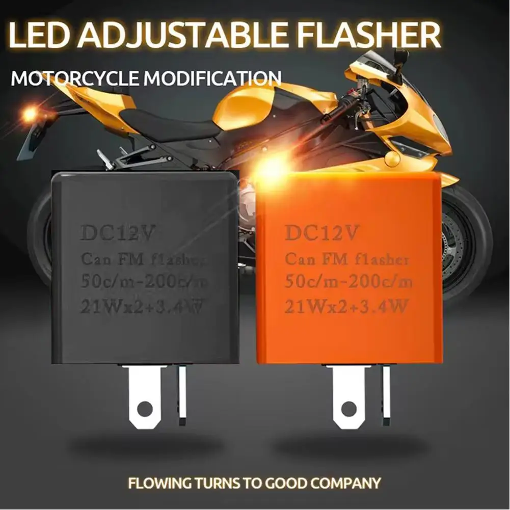 

2 Pin LED Flasher Relay 12V Adjustable Frequency of Turn Signals Blinker Indicator Relays For Motorcycle Accessories S2F8