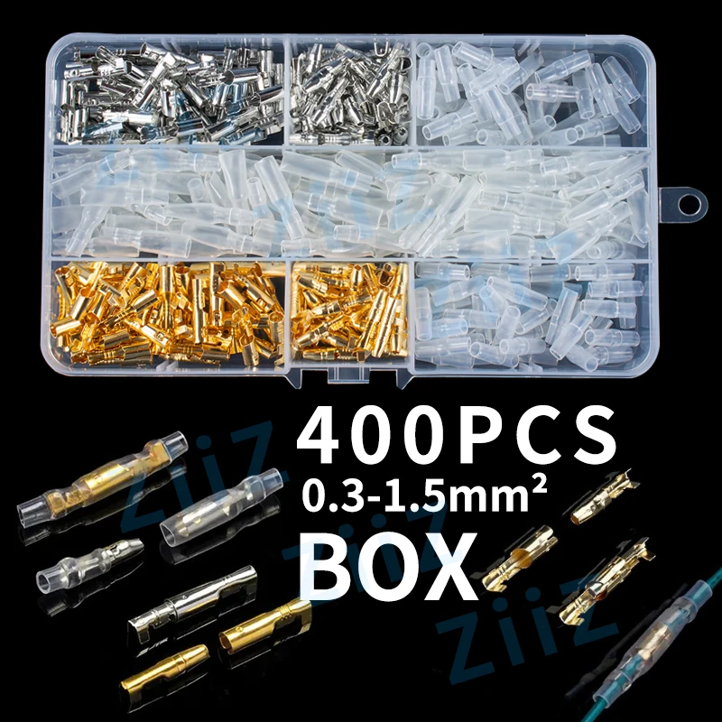400PCS 박스형 ZiiZ 4.0 총알 압착 단자 자동차 전기 와이어 커넥터 직경..