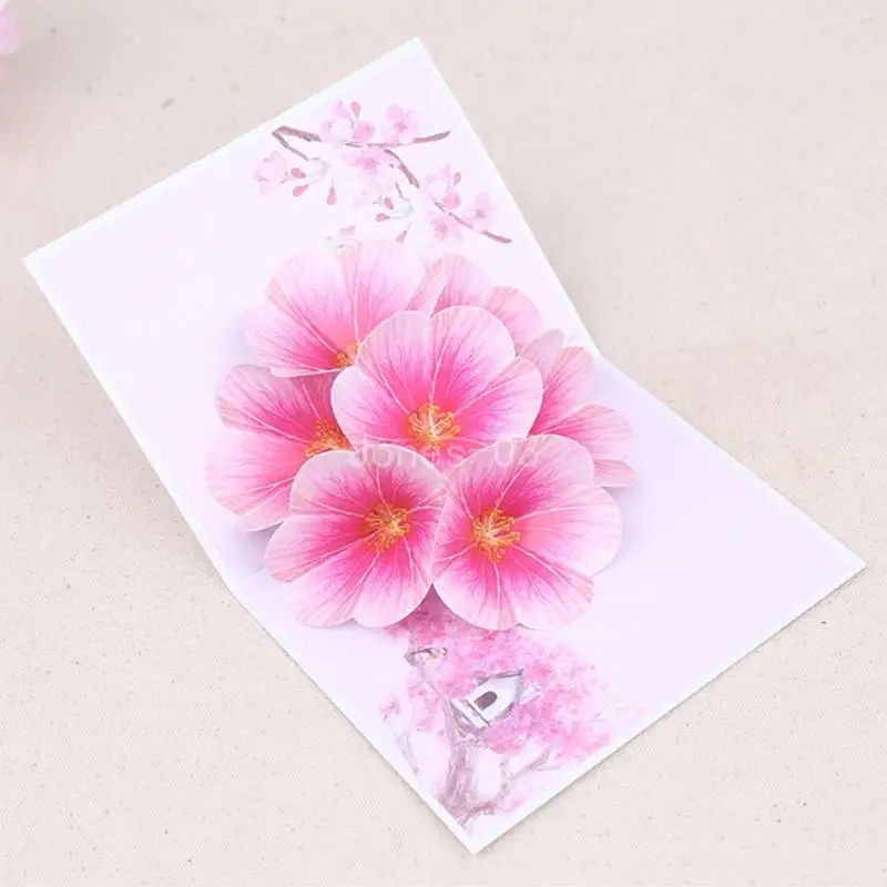 Q6PE 3D for Pop Up Peach Blossom Greeting Card Handmade Paper Crafts Card For Baby Shower Birthday Party Invitation Cards