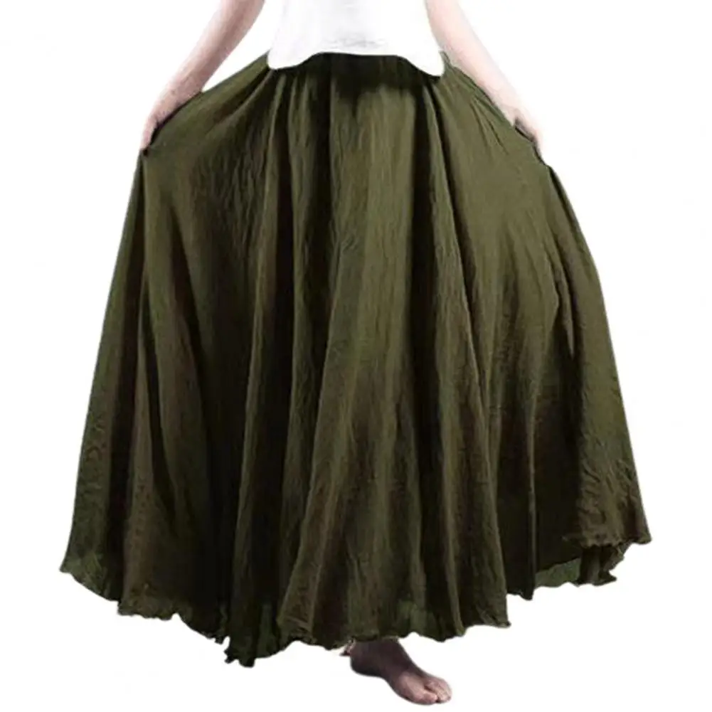 Oversized Women Elegant Long Skirts 2022 Summer Ladies Elastic Waist Holiday Skirts Casual Solid Loose Maxi Skirt Mujer