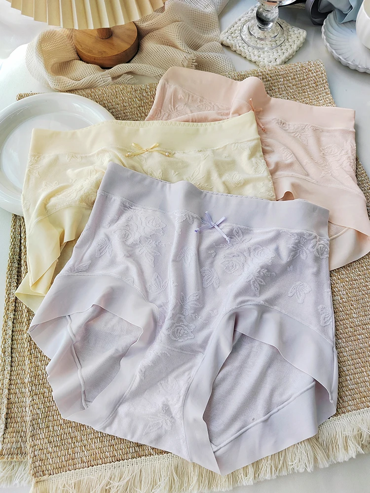 2025 New Plus Size Women's High Waisted Panties Cotton Antibacterial Underwear Breathable Seamless Panty with Cotton Gusset 3
