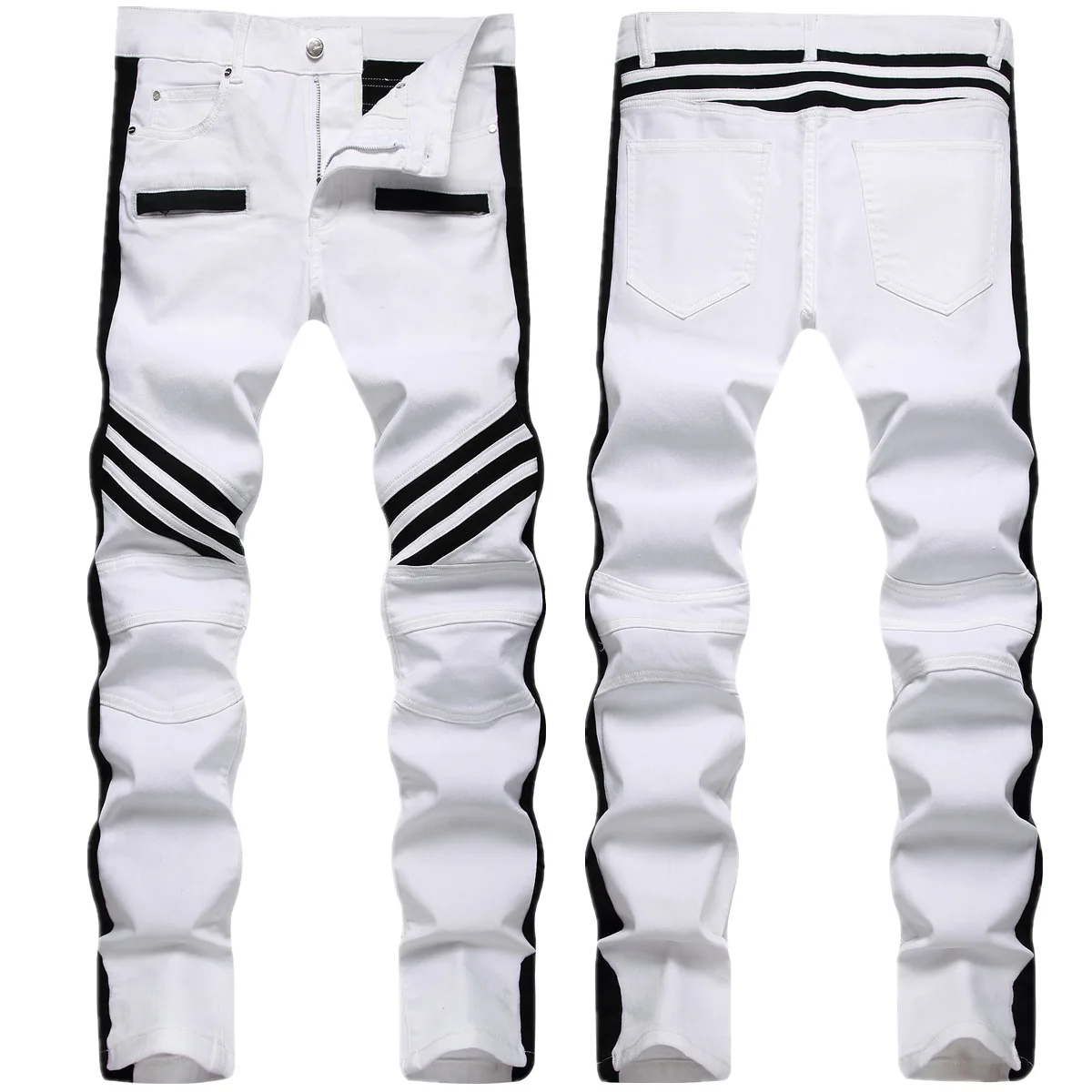 

Harajuku Luxury Korean Style Korean Straight Luxury Fall Winter Fashion 2023 Striped Patchwork Black White Designer Slim Jeans