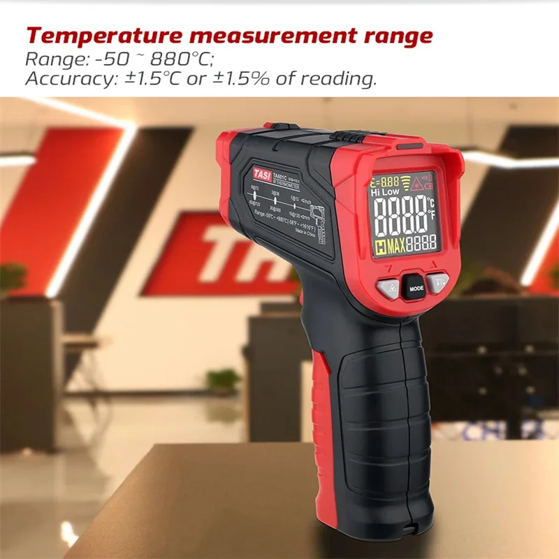 

TA601C Digital Infrared Thermometer Laser Positioning Temperature Meter LCDLight Alarm Non-Contact Termometro 2024 New