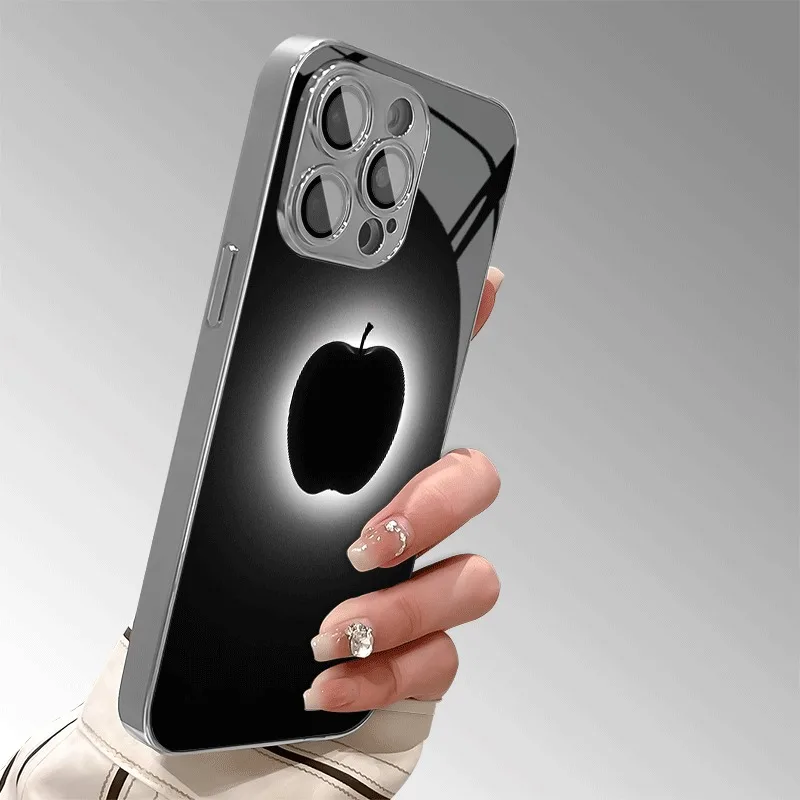Elegant Black and White Glass Electroplated Phone Case Cover