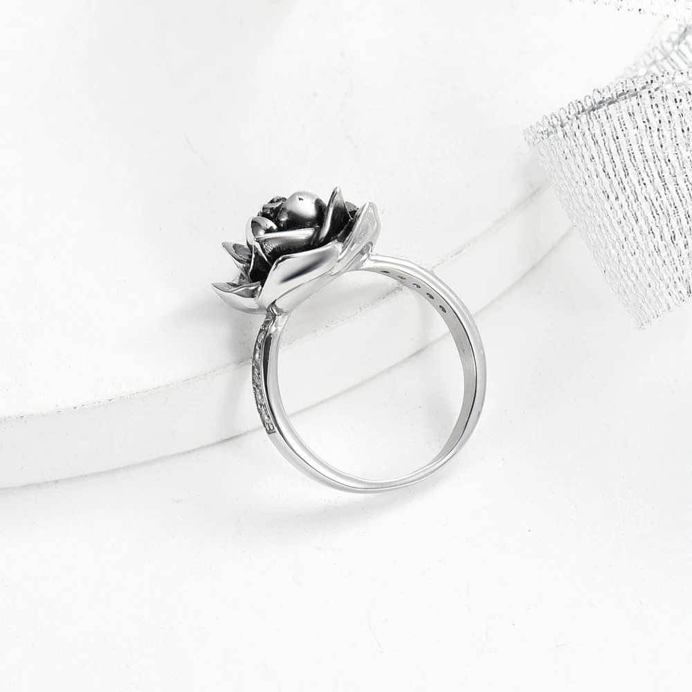 Romantic Rose Urns Ring For Woman Stainless Steel Cremation Jewelry For Ashes Customizable Memorial Keepsake Rings