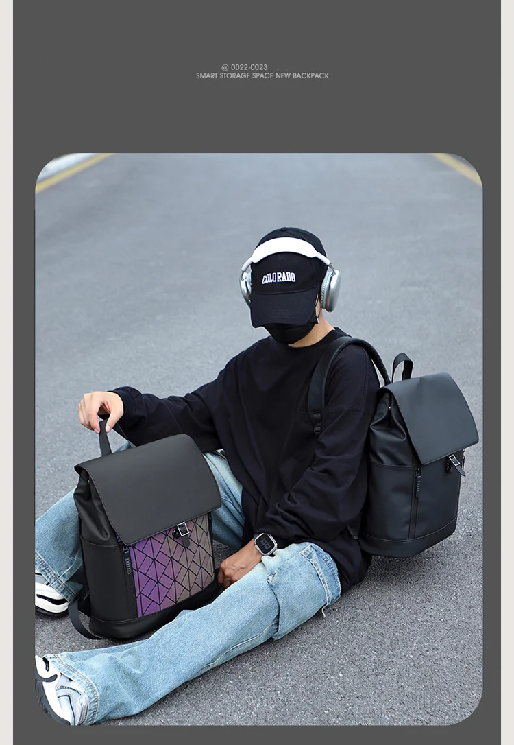 Rucksack für Herren, wasserdichter Pendlerrucksack mit großem Fassungsvermögen, 15,6-Zoll-Computertasche, trendige und coole Studenten-Reisetasche mit drei Verwendungszwecken – Detail 13