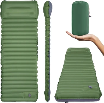 Double 11 Best Seller! 4-Inch Connectable Inflatable Mat, Foot Pump Inflation - Hot for Camping, Family Trips & Outdoor Gatherin