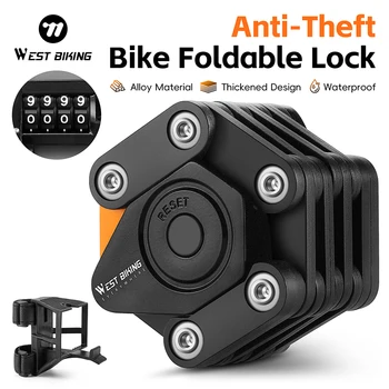Lucchetto Pieghevole Portatile WEST BIKING per Bicicletta, Codice a 3 Tasti/4 Cifre, Antifurto Rinforzato per Bici, Moto, Scooter Elettrico